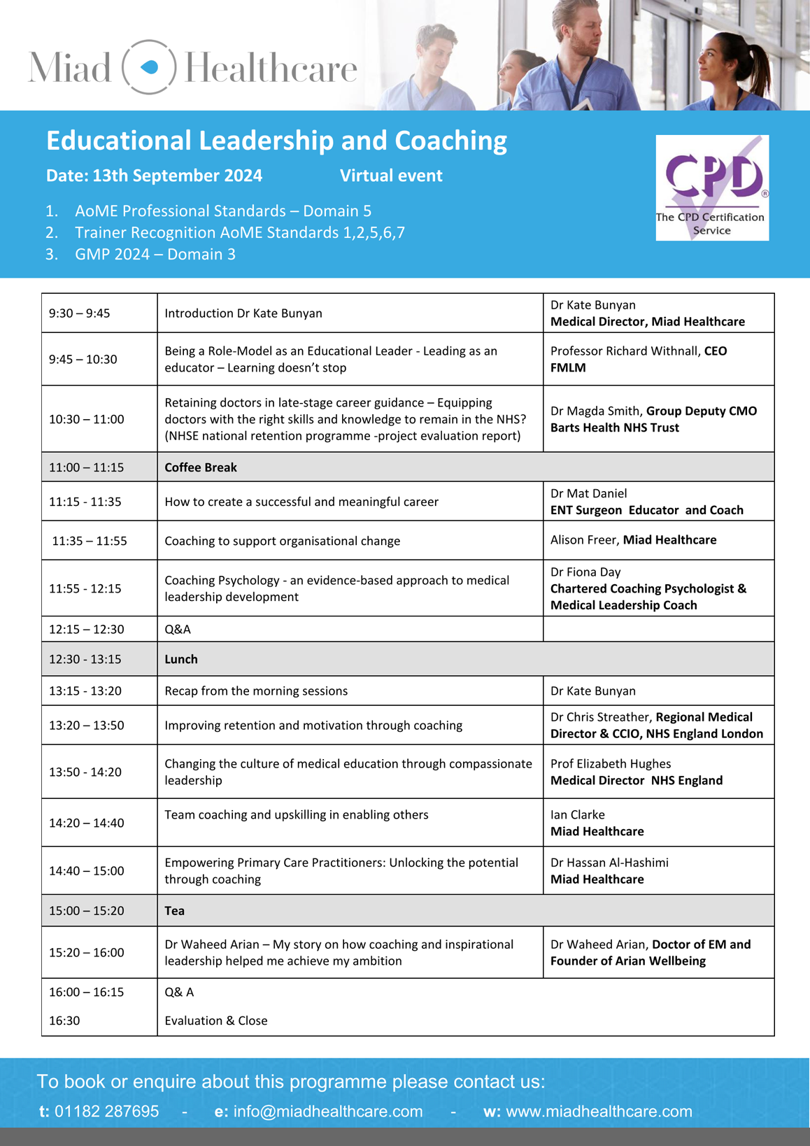 Educational Leadership and Coaching Event - Programme schedule September 13 2024